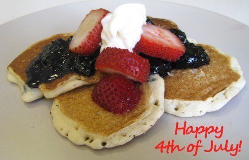 blueberry sauce strawberry pancakes