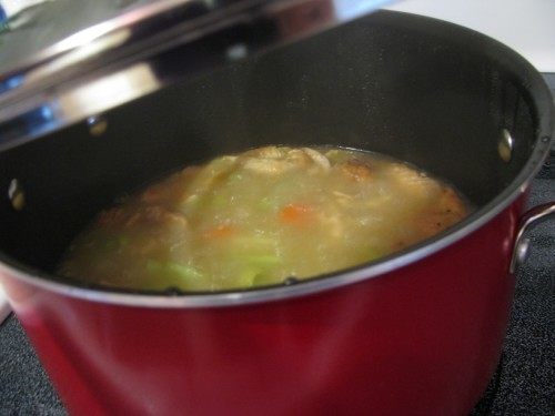 chicken soup on the stove
