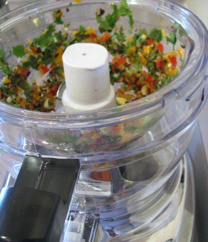 cilantro yogurt dip in the food processor