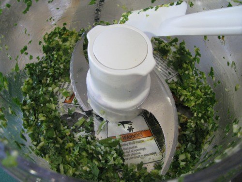 chopping cilantro with food processor