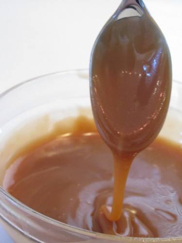 caramel drips off spoon