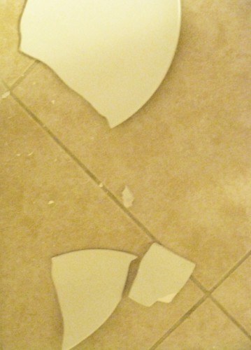broken plate on the floor