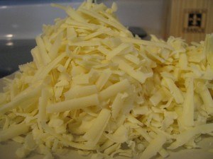 mountain of shredded white cheddar