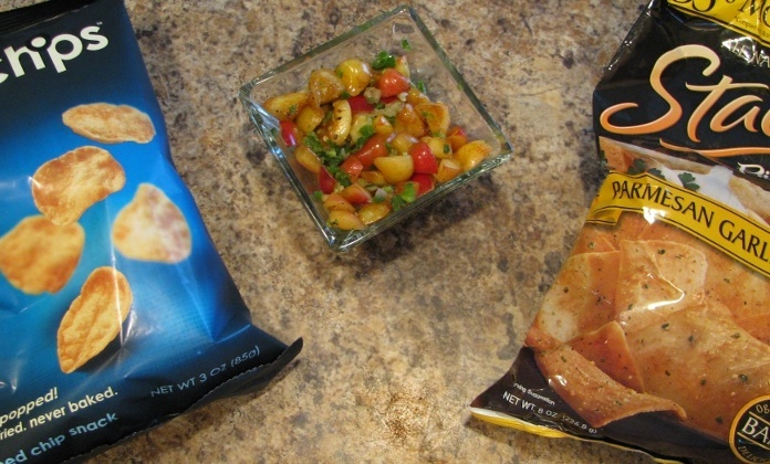 pita chips and pop chips for cherry salsa