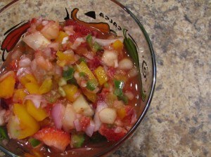 strawberry salsa with yellow peppers