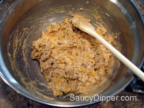Be sure to mix the beer cheese bread dough sparingly Beer cheese bread dough