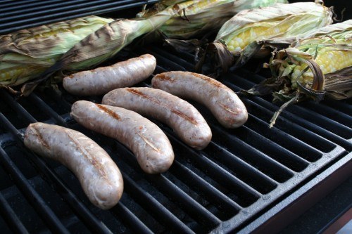 boulder sausage beer bratwurst on grill