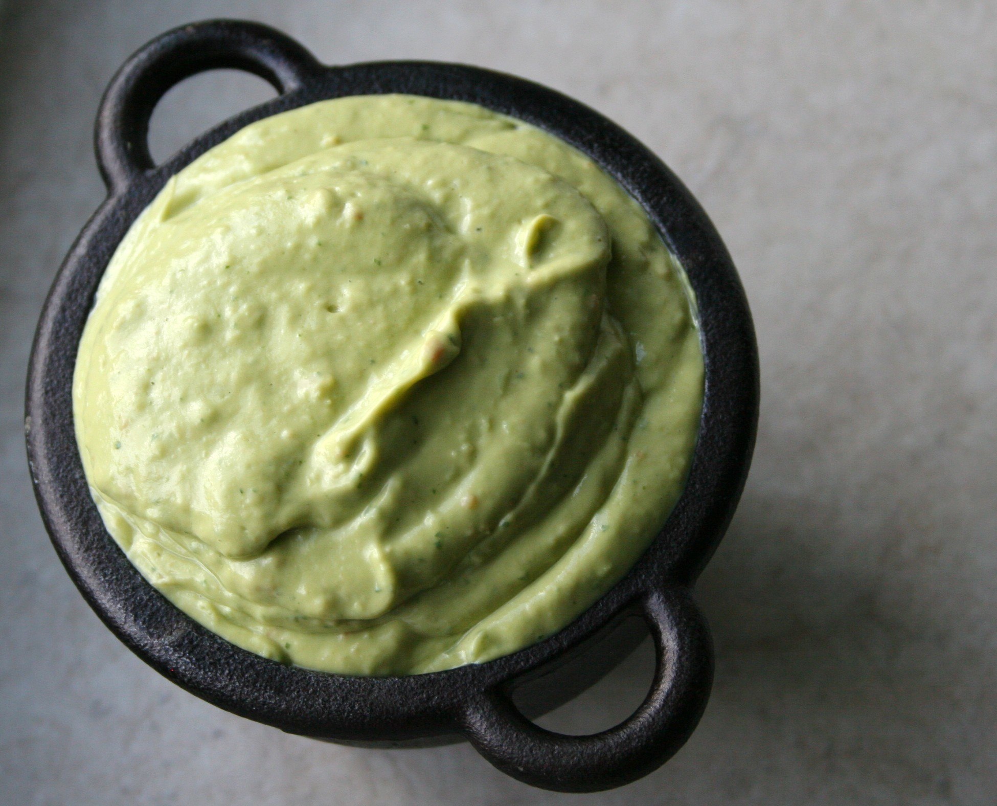 guac with blended tomatillo and tomato